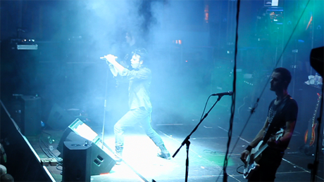 Gary Numan on stage at the Troxy, London with Back to the Phuture